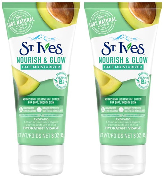 St. Ives Nourish & Glow Face Moisturizer Avocado with Vitamin B3, 3 Ounce (85g) - Pack of 2