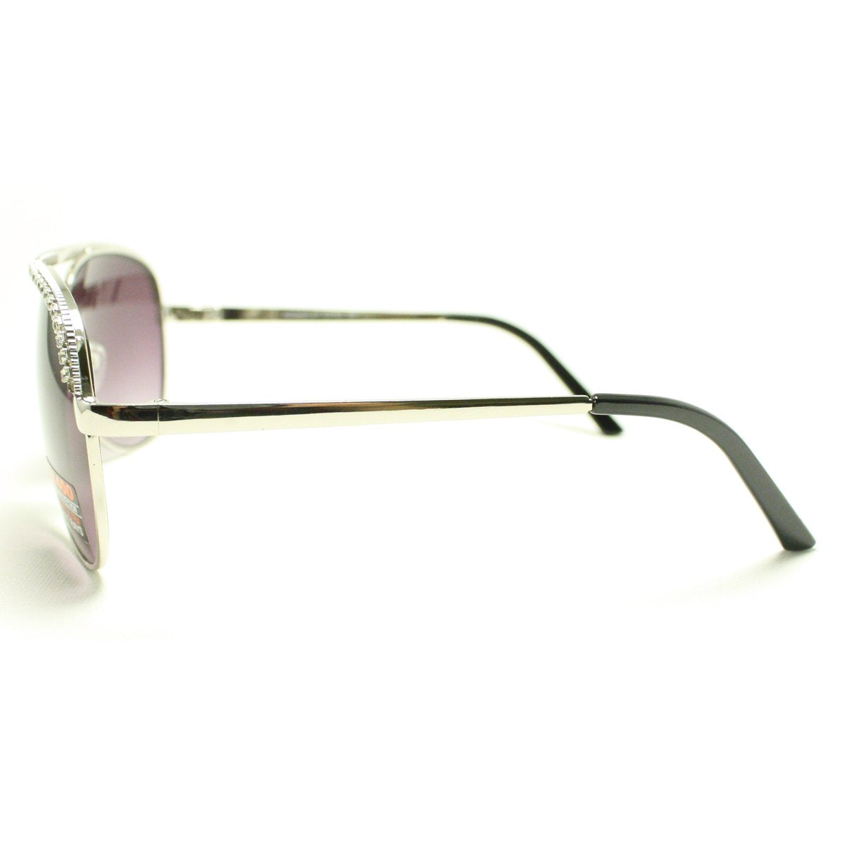 Silver Rhinestone Trimmed Pilot Sunglasses (silver)