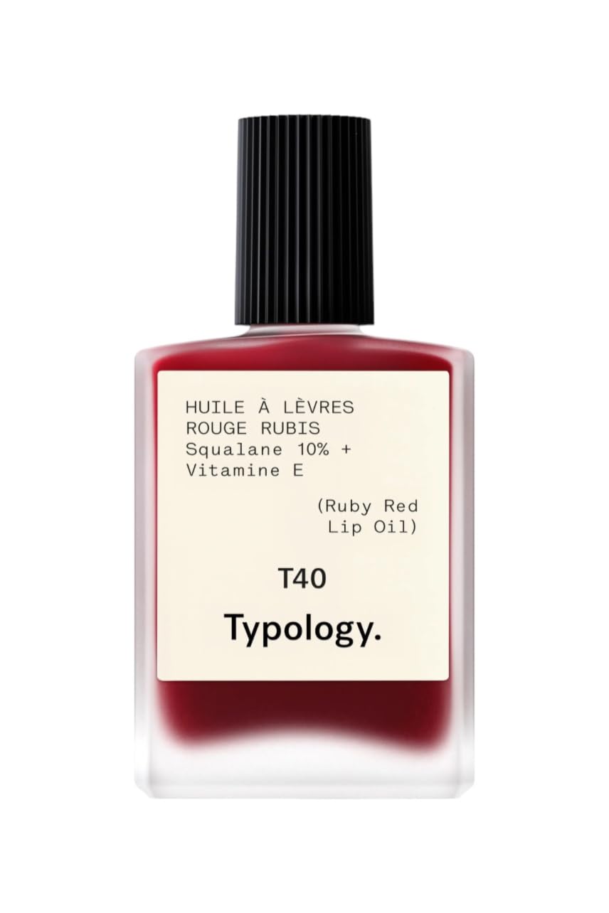 Typology T40 Moisturizing Lip Oil, Ruby Red, 10% Squalane + Vitamin E
