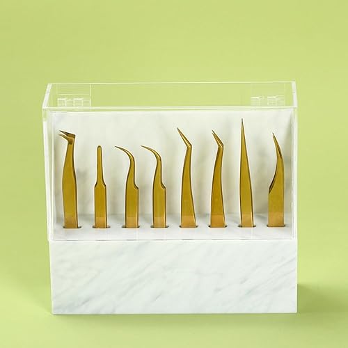 8 Holes Tweezers Holder, Acrylic Rack Storage Eyelash Extension Tools with Dust Cover Tweezer Display Stand Holder Eyelash Extension Supplies Acrylic