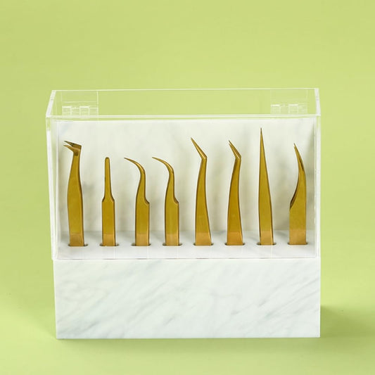 8 Holes Tweezers Holder, Acrylic Rack Storage Eyelash Extension Tools with Dust Cover Tweezer Display Stand Holder Eyelash Extension Supplies Acrylic