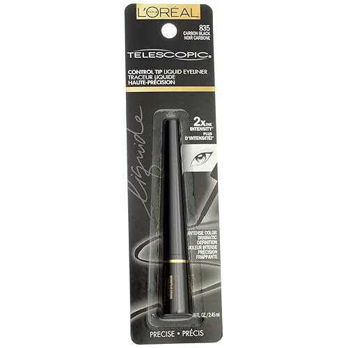 L'Oreal Telescopic Precision Liquid Eyeliner, Carbon Black [835] 0.08 oz (Pack of 2)