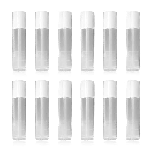 Lip Balm Empty Container Tubes 3/16 Oz (5.5ml), Pack of 12; Natural (Translucent) Color