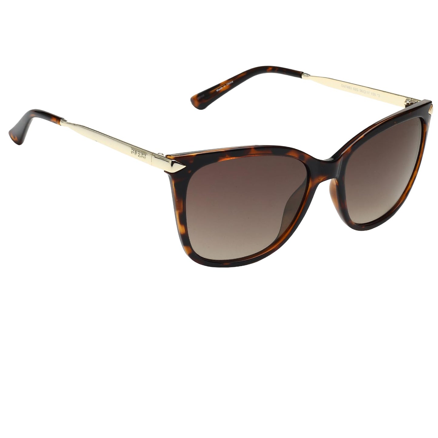 GUESS Women's Gu7483 Cat Eye Sunglasses, Dark Havana & Brown Mirror, 56 mm + 0