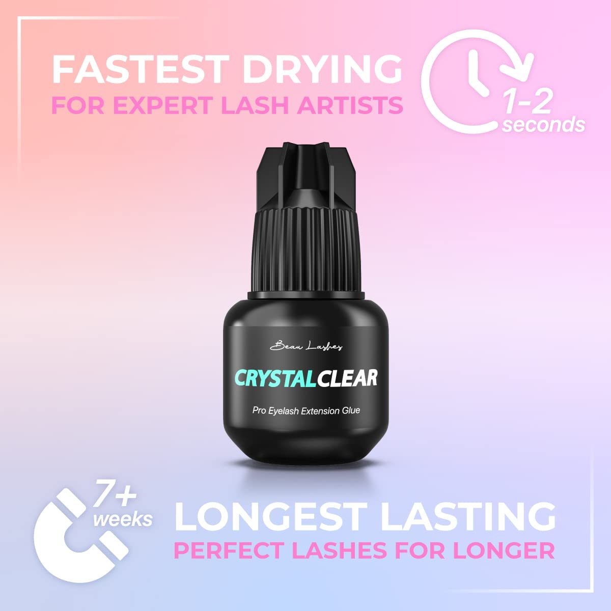 Crystal Clear Professional Eyelash Extension Glue | Super Strong Clear Lash Adhesive for Long Lasting Semi Permanent Individual Lash Eyelash