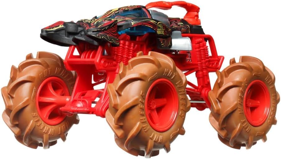 Hot Wheels Monster Trucks Scorpedo 1:24 Scale Die-Cast Vehicle, Red and Black, Giant Wheels, Ages 3-8 Years
