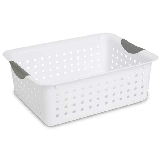 Sterilite Medium Ultra Basket, Closet Organizer Bin, Cabinets, Pantry, Shelving and Countertop Space, Open Container, White, 1-Pack