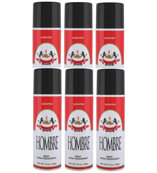 Hombre Red Deodorant Body Spray Classic for Men 5.5oz-156g (6 Pack) Beauty and Personal Care HOMBRE