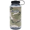 Nalgene Sustain Tritan BPA-Free Water Bottle Made with Material Derived from 50% Plastic Waste, 32 OZ, Wide Mouth, Camo Gray