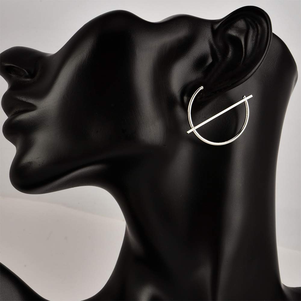 DoubleNine Hoop Earrings Boho Circle Silver Geometric Earrings Stud Wedding Bridal Jewelry for Women Girls (silver)