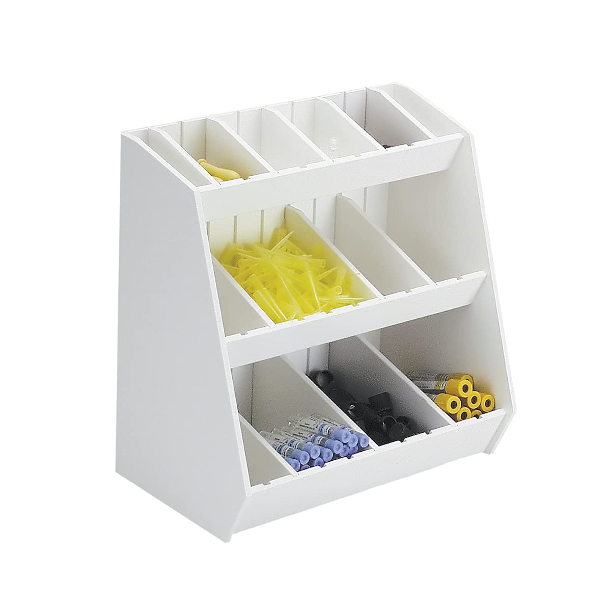 TrippNT 50018 Small Lab Storage Shelf with 16 Adjustable Bins PVC with up to 16 Compartments 12 X 11 7/8 X 7 1/4 inches WHD