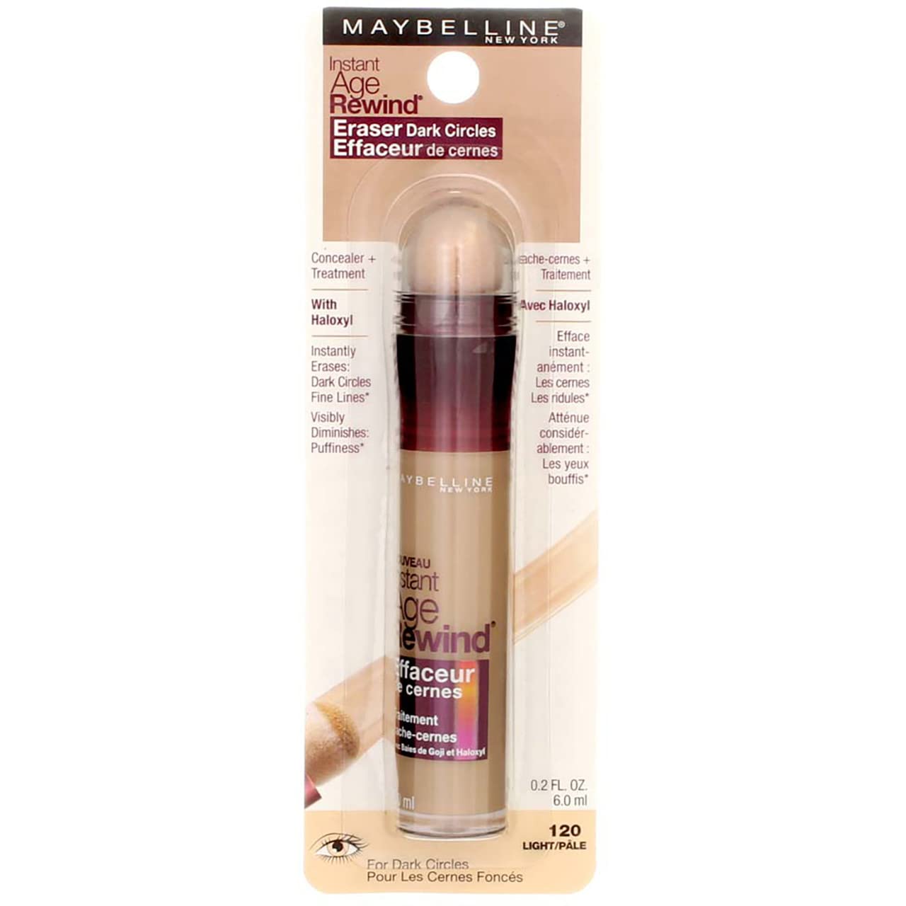 Maybelline Instant Age Rewind Eraser Dark Circles Treatment Concealer, Light 0.2 oz (Pack of 9)