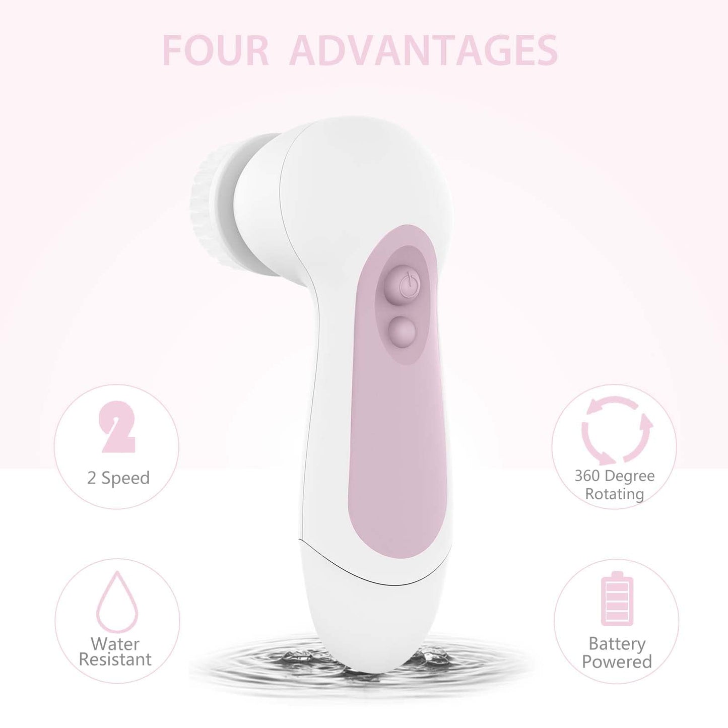 Waterproof Facial Cleansing Spin Brush Set with 5 Exfoliating Brush Heads - Electric Face Scrubber Cleanser Brush by CLSEVXY - Face Brush for Gentle Beauty and Personal Care CLSEVXY