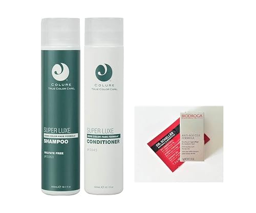 Colure True Color Care Super Luxe Shampoo & Conditioner Duo 10.1 oz Each + 2 Samples. Vegan, Cruelty Free, Organic. Free of Sulfates, Parabens, Dyes