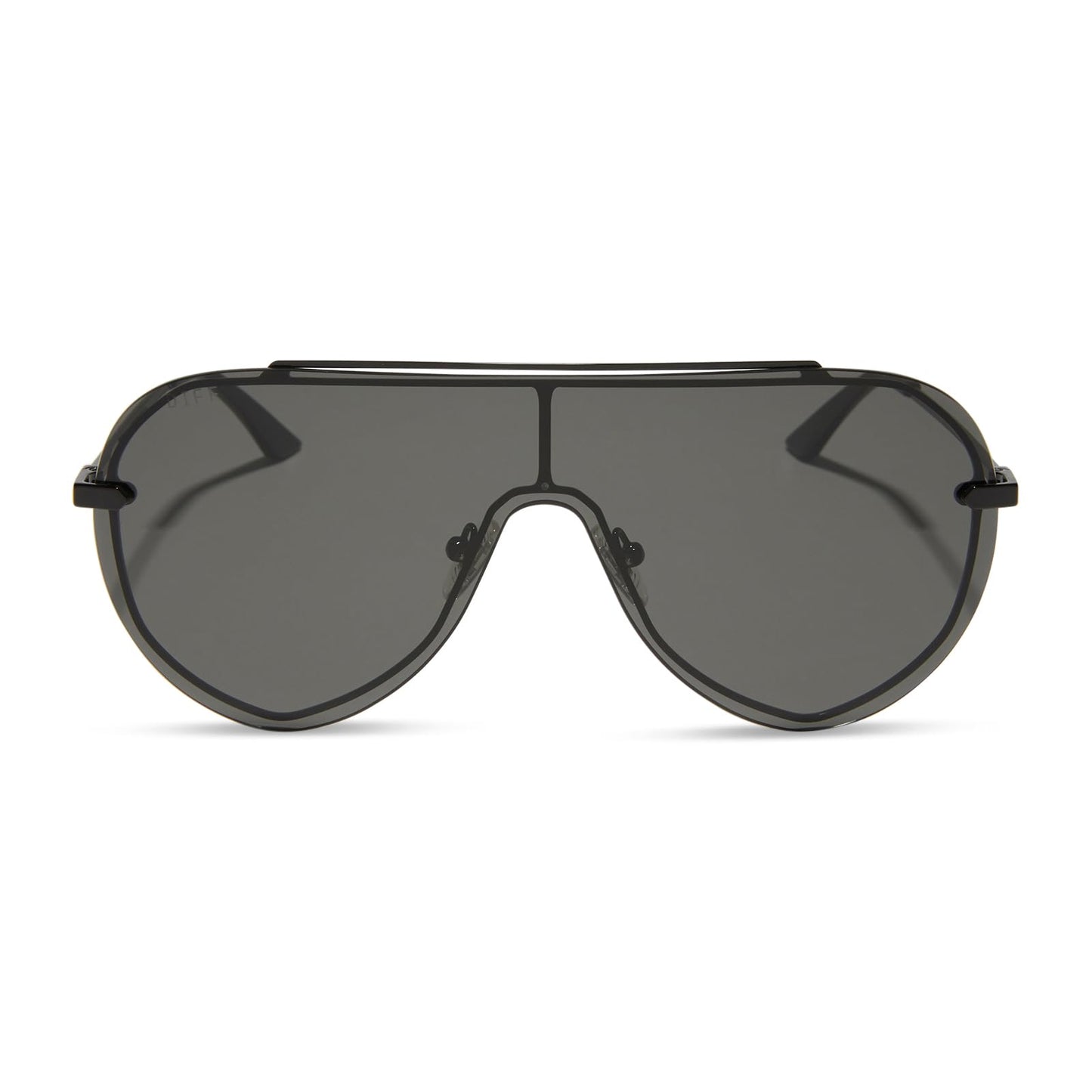 DIFF Imani Designer Oversized Shield Sunglasses for Women UV400 Protection, Black + Grey