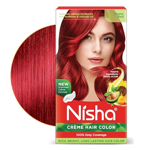 Nisha Creme Hair Color Flame Red Hair Dye Permanent Red Hair Colour 5.07 fl oz, Pack of 1