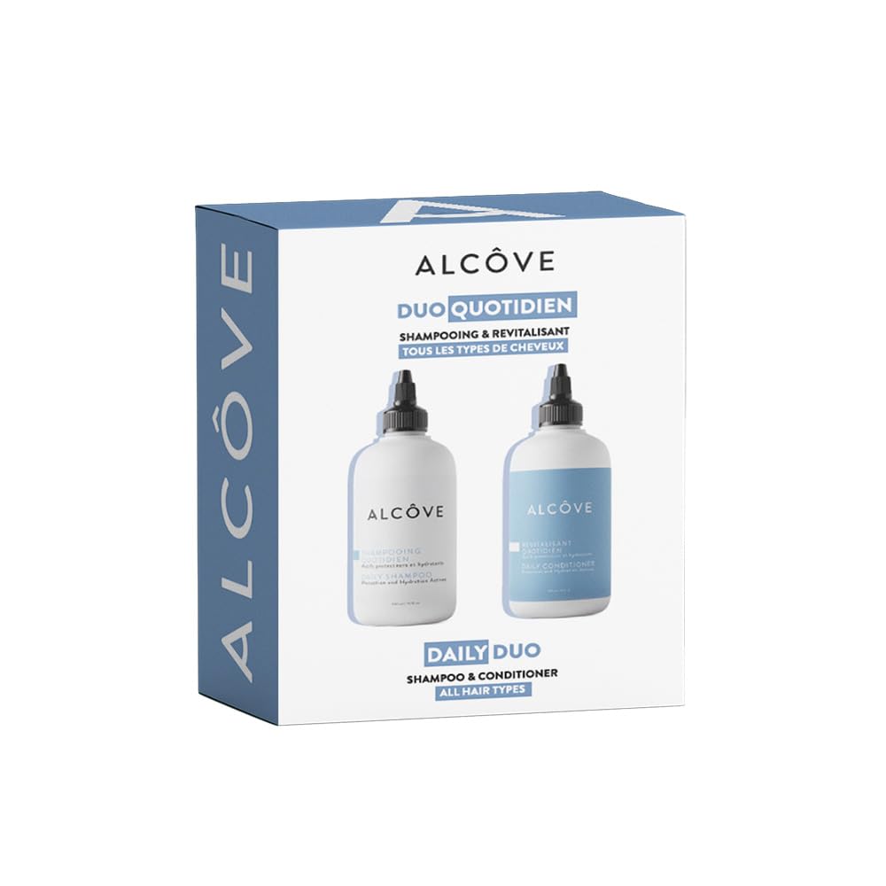 Alcôve - Daily Shampoo & Conditioner Duo - All Hair Types - Sulfate-Free - Lightweight Care - Evening Primrose Oil - Mango Extract - Argan Oil