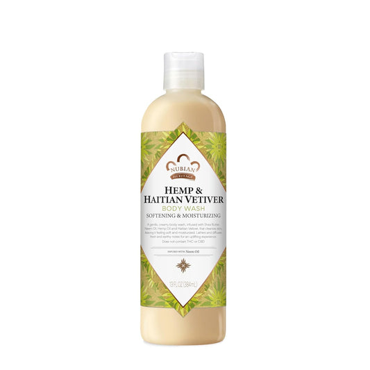 Nubian Heritage Body Wash Indian Hemp & Haitian Vetiver Cleanser for All Skin Types Made with Fair Trade Shea Butter, 13 oz Beauty & Personal Care Nubian Heritage