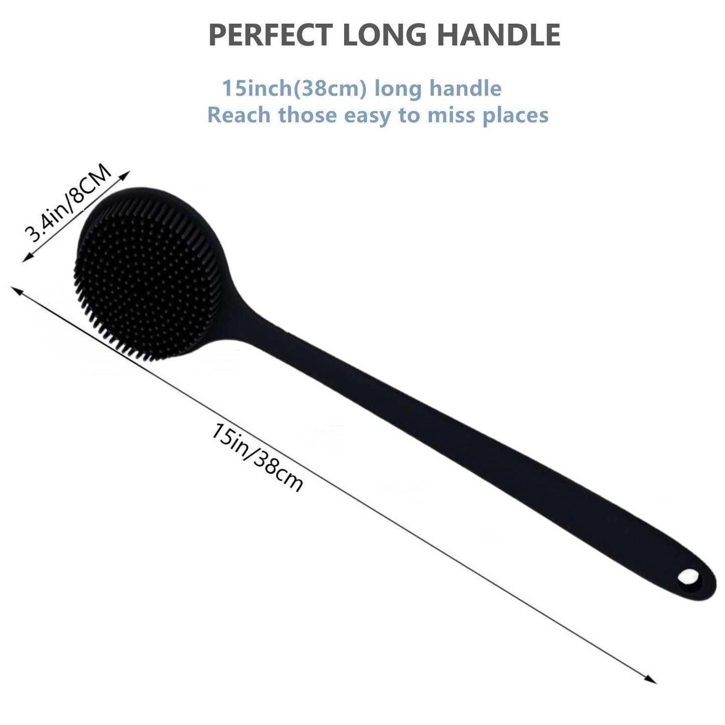 Cinlitek Silicone Body Scrubber, Long Handle Back Scrubber for Body, Shower Srush Back Brush Body Exfoliator