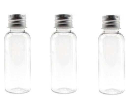 12PCS 1oz / 30Ml Empty Clear PET Plastic Tube Bottle Containers With Silver Aluminum Screw Cap For Makeup Lotion Essential Oils Creams Powders