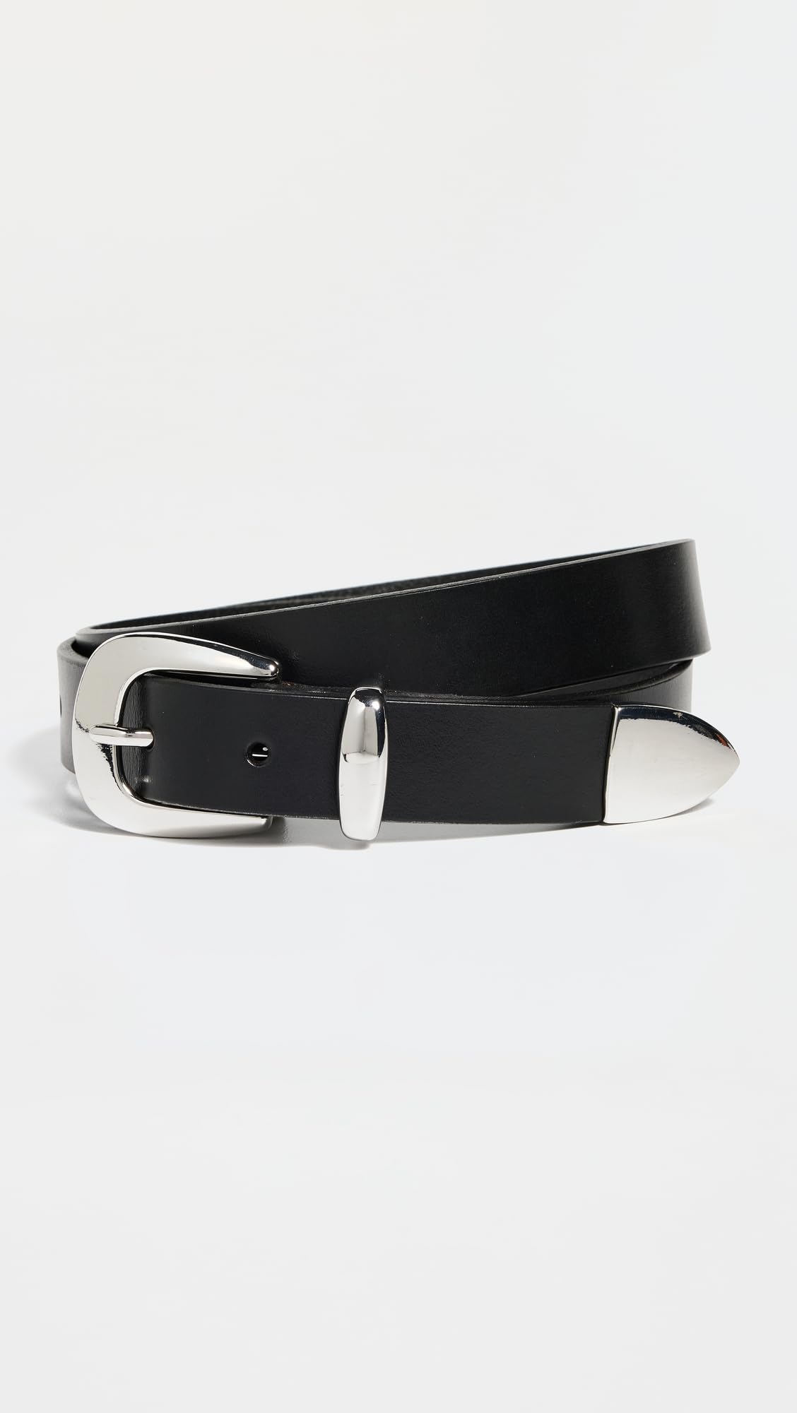 Madewell Women's Skinny Leather Western Belt, True Black, Large