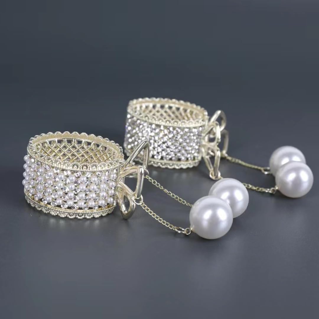 Textention Small Hair Claw Clips for High Ponytail, 2 Pieces Rhinestone Shark Hair Clips with Nonslip Mini Pearl Hair Clamps, Hair Clips Hairpins Hair