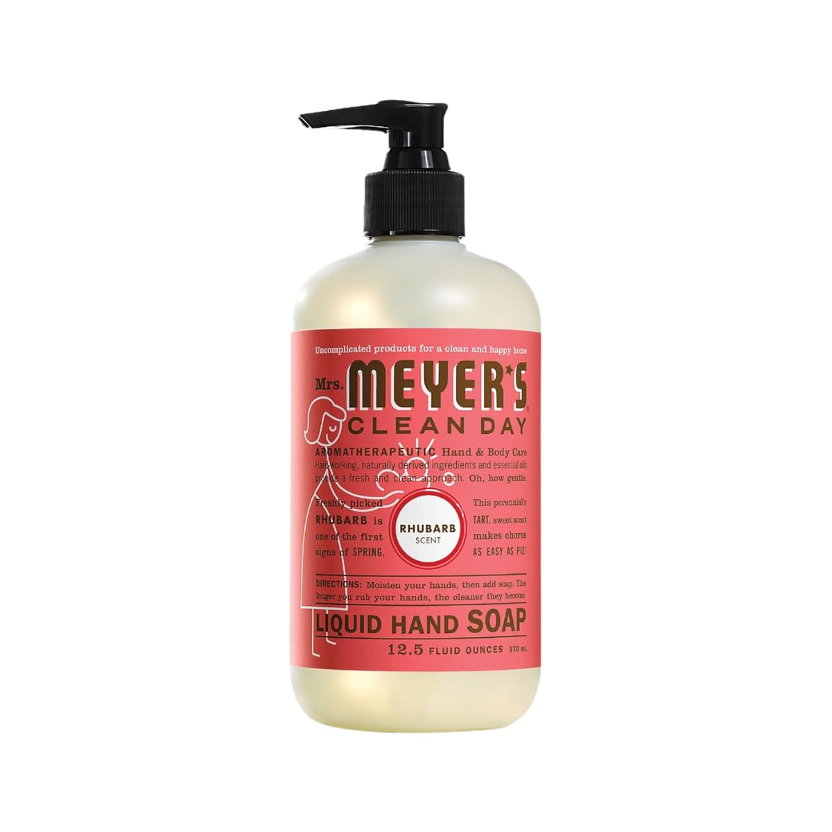 Mrs. Meyers Clean Day Liquid Hand Soap Hard 12.5 Oz Rhubarb Scent Pump Dispenser