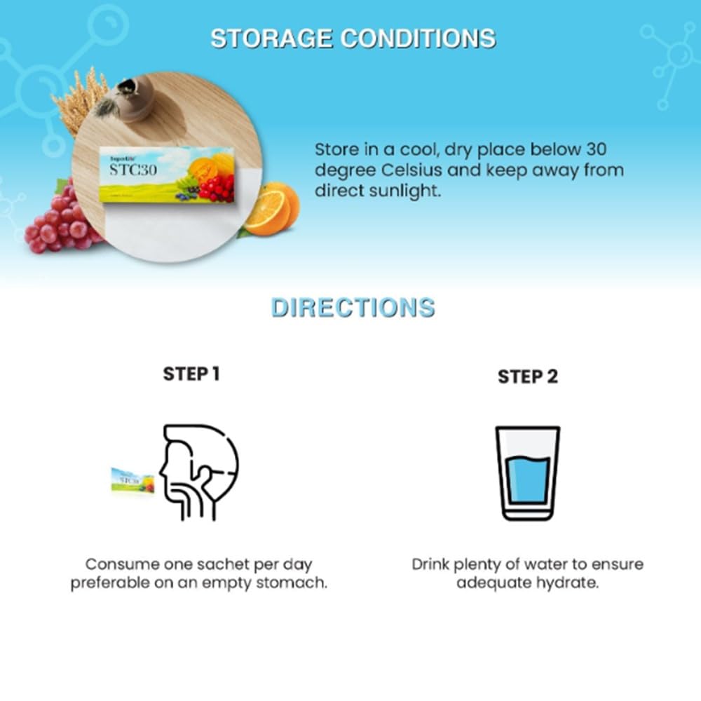 SUPERLIFE STC30 Stem Cell Anti Aging Supplement Reduce Wrinkles Pores Pimples Fine Lines Skin Texture (15 Sachets)