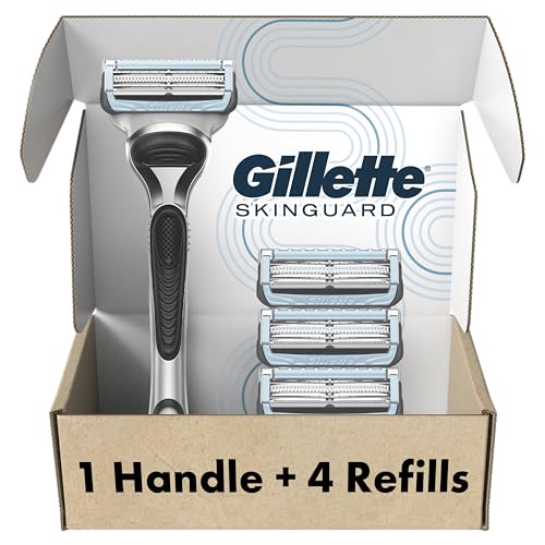Gillette SkinGuard Razors, 1 Gillette Razor, 4 Razor Blade Refills, Designed for Men with Skin Irritation, Razor Bumps, and Sensitive Skin Beauty and Personal Care Gillette Default Title