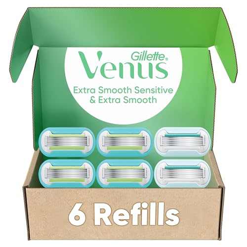 Gillette Venus Extra Smooth 4 count, plus Gillette Venus Extra Smooth Sensitive 2 count, 5-Bladed Women's Razor Blade Refills Beauty and Personal Care Gillette Venus Default Title