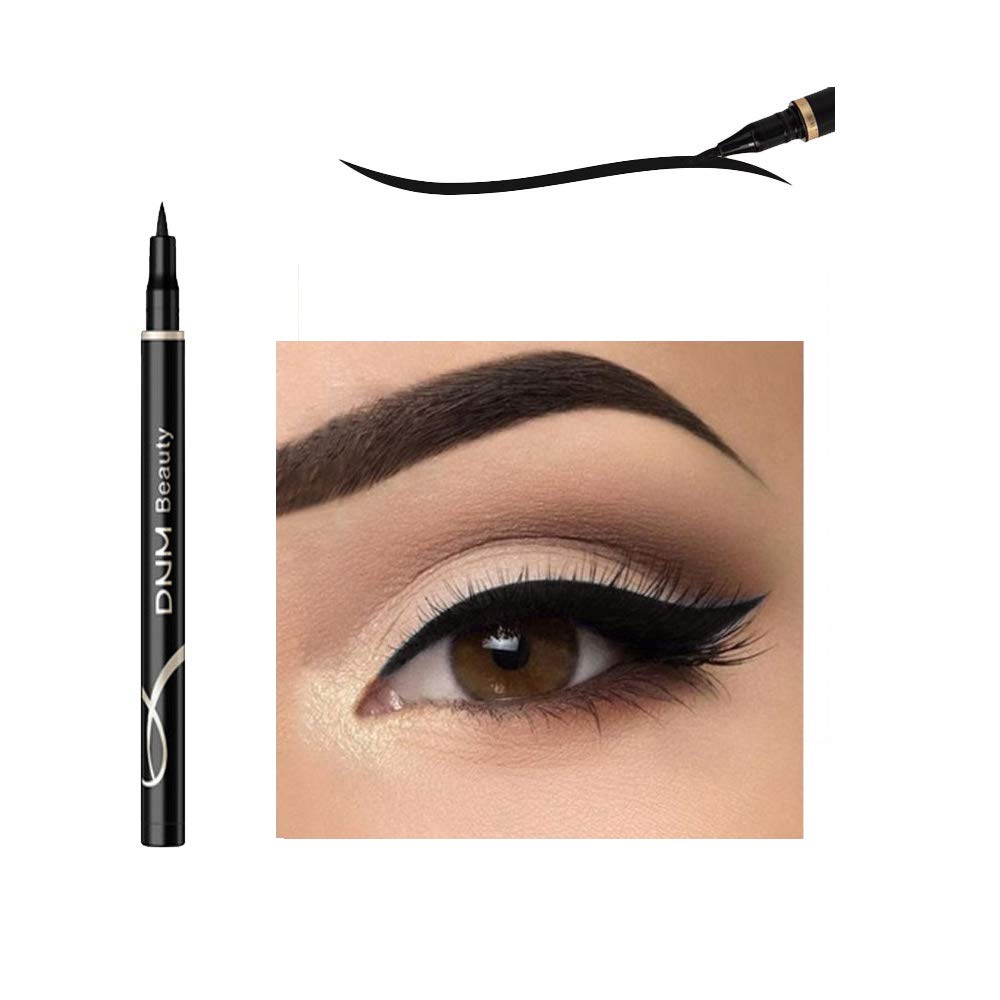 DNM Cat Eye Makeup Waterproof Neon Colorful Liquid Eyeliner Pen Make Up Comestics Long-lasting Black Eye Liner Pencil Makeup Tools (black)