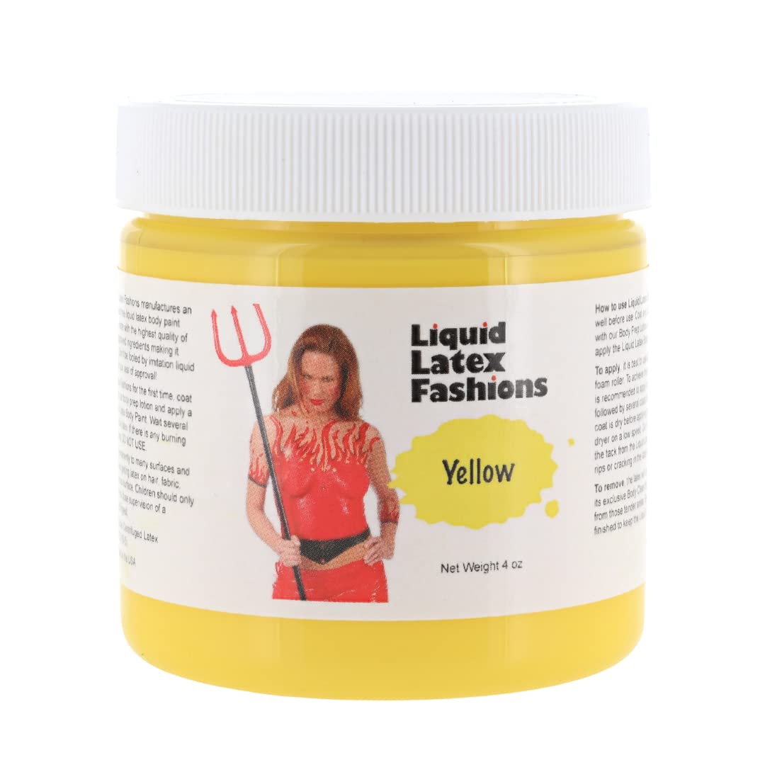 Liquid Latex Fashions Ammonia Free Liquid Latex for Adults and Kids, Face and Body Latex Paint, Ideal for Parties and Cosplay, Super Flexible, Yellow