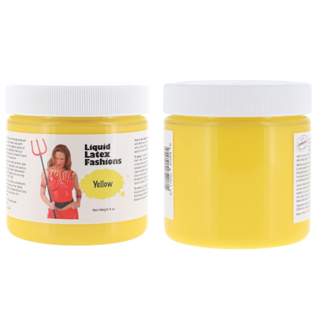Liquid Latex Fashions Ammonia Free Liquid Latex for Adults and Kids, Face and Body Latex Paint, Ideal for Parties and Cosplay, Super Flexible, Yellow