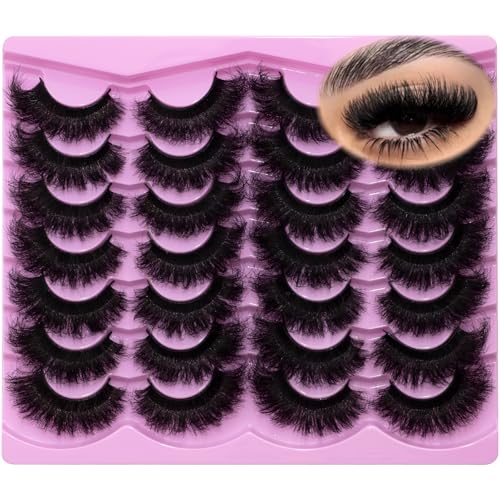 LEAFMOON Mink Lashes Fluffy 20mm Volume False Eyelashes 8D Cat Eye Strip Lashes D Curl 14 Pairs Dramatic Soft Eyelash 25mm Big Long Lash Strips Lashes Beauty and Personal Care LEAFMOON Default Title