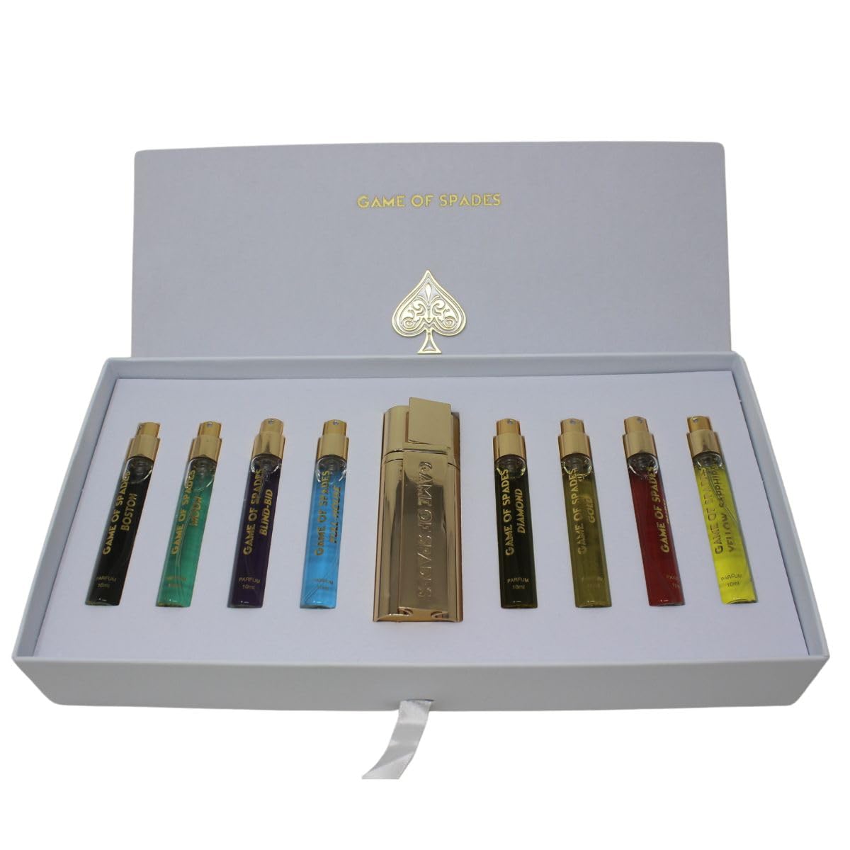 JO Milano Game of Spades 9-Piece Mini Parfum Set for Men & Women - Includes Boston, Moon, Blind Bid, Full House, Diamond, Gold, Ruby, Yellow Sapphire