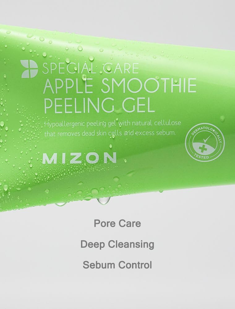 MIZON Apple Smoothie Peeling Gel for Smooth Glowing Skin, Deep Cleansing and Gentle Exfoliation with Natural Elasticity (120ml, 4.1 fl oz)