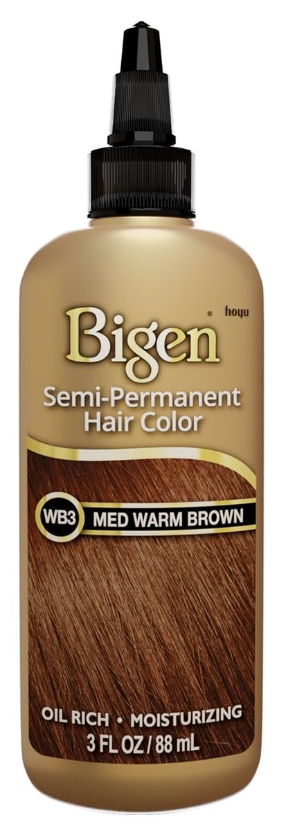 Bigen Semi-Permanent Haircolor #Wb3 Medium Warm Brown 3 Ounce (88ml) (6 Pack)
