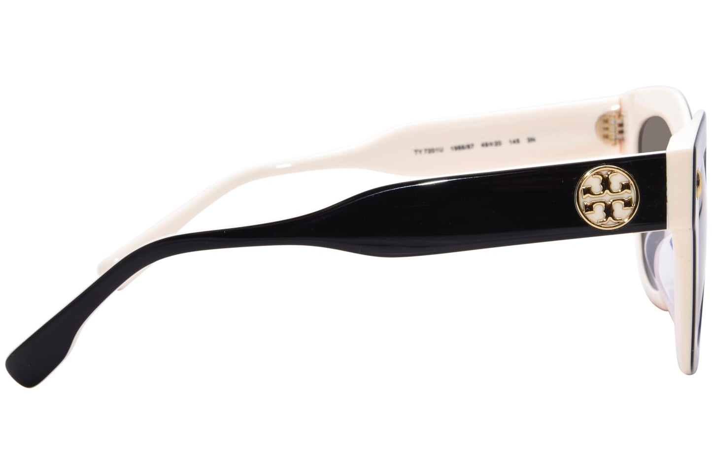 Tory Burch TY 7201U 198887 Black/Ivory Plastic Irregular Sunglasses Grey Lens