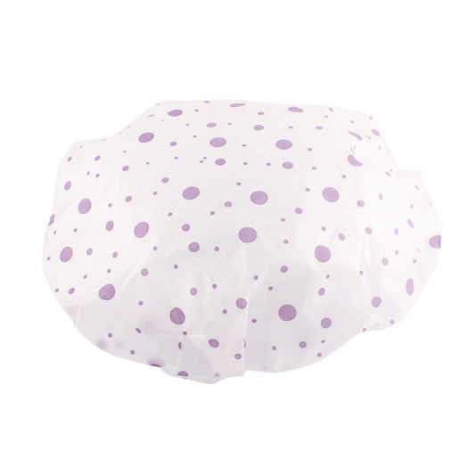Ruilogod Woman Purple Dots Print Elastic Band Water Resistant Bath Shower Cap (id: fe8 16c ae3 c86 0f1 Beauty and Personal Care Ruilogod