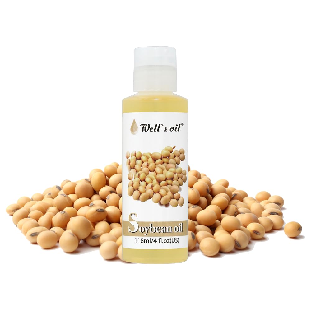 Well's 100% Pure Soybean Oil - Natural Carrier for Hair Growth, Eyelashes, Brows, Skin & Nails Moisturization | Cold Pressed, 4 fl oz