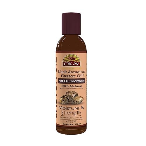 OKAY 100% Natural Black Jamaican Castor Hot Oil Hair Treatment - Castor Oil for Dry Damaged Frizzy Hair, Pure Therapy Blend with Jojoba for Men
