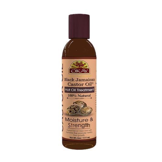 OKAY 100% Natural Black Jamaican Castor Hot Oil Hair Treatment - Castor Oil for Dry Damaged Frizzy Hair, Pure Therapy Blend with Jojoba for Men