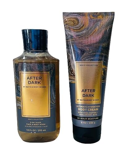 Bath & Body Works After Dark Men's 3-in-1 Hair, Face & Body Wash and Body Cream 2 Piece Set Beauty & Personal Care Bath & Body Works