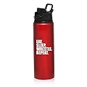 MIP 25 oz Aluminum Sports Water Travel Bottle Eat Sleep Wrestle Repeat (Red)