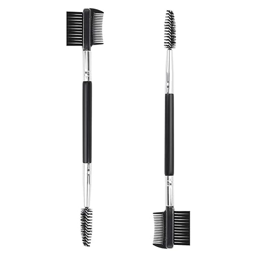 2pcs 3 Head Eyebrow Eyelash Shaper Eyelash Comb Double Head Brush Makeup Grooming Tool Cosmetic with 3 Different Spoolie Brushes for Separating