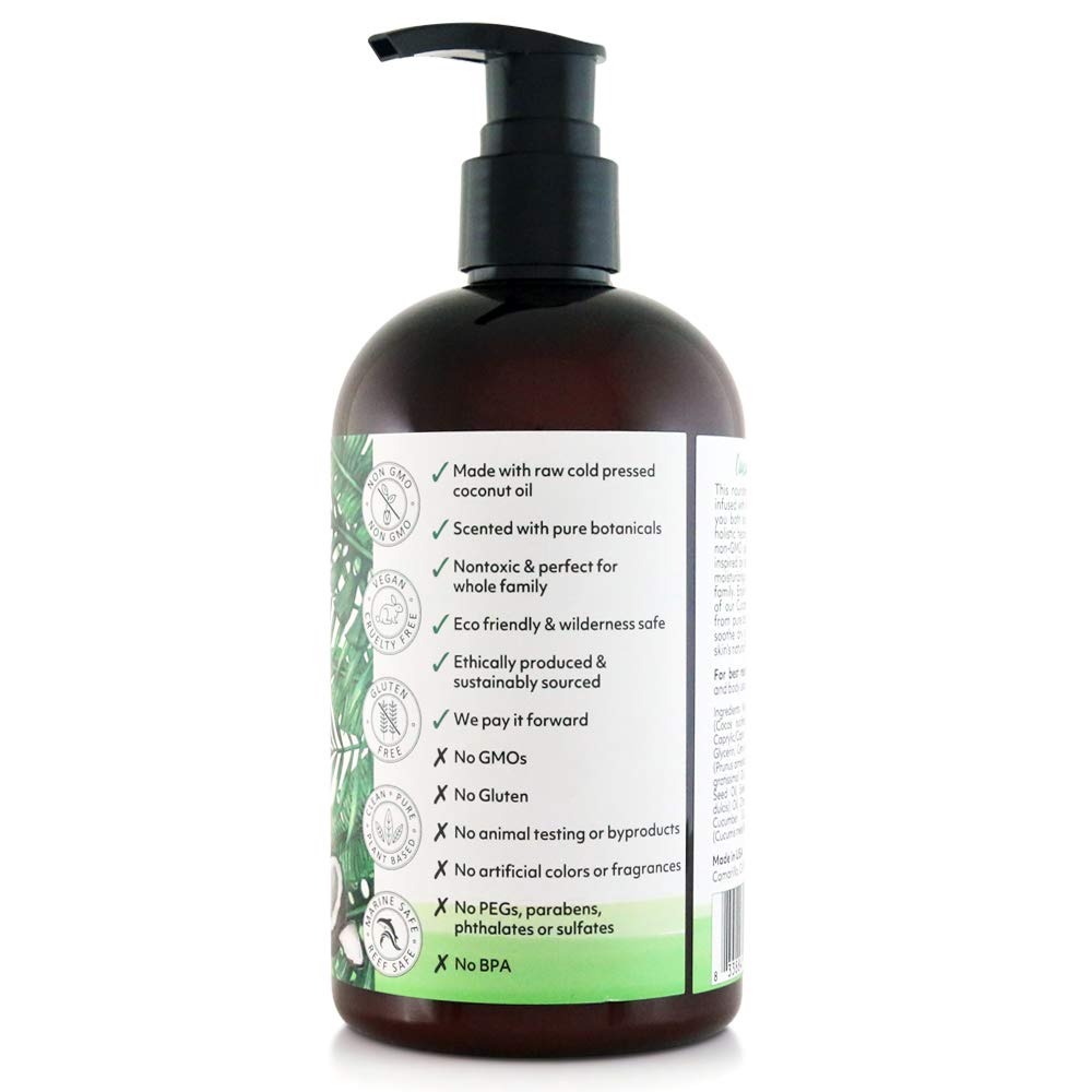 Coco Fiji Face & Body Lotion Infused With Coconut Oil | Lotion for Dry Skin | Moisturizer Face Cream & Massage Lotion for Women & Men | Cucumber Melon