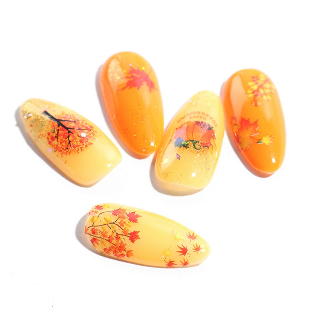 Fall Nail Stickers Autumn Maple Leaf Nail Art Decals Thanksgiving Day Water Decal Transfer Slider Set Turkey Pumpkin Nail Art Foil Stickers Nail