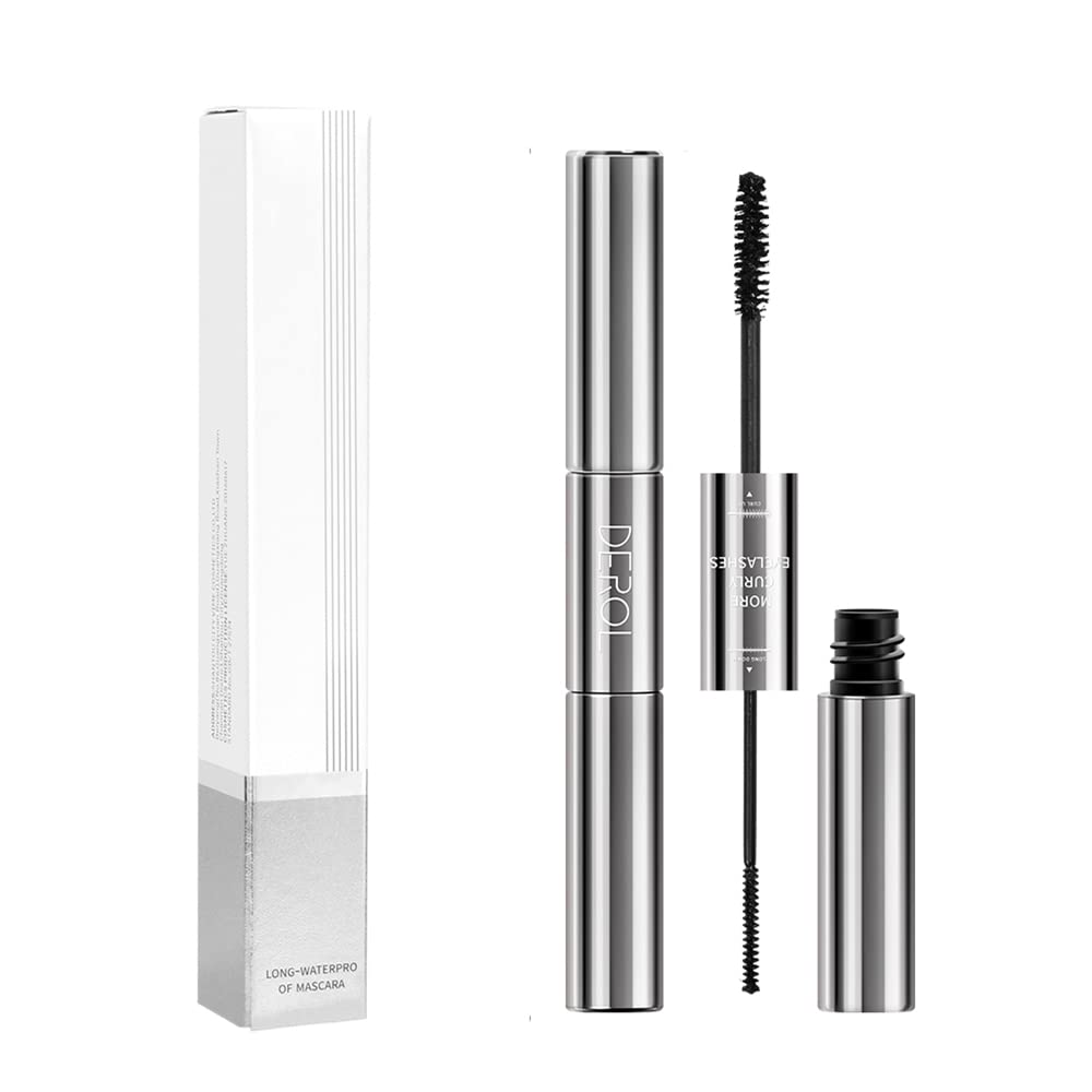 2 in 1 Mascara for Fine Short Eyelash, Big and Small Brush, Washable Voluminous Eyelash Mascara Intense Lengthening for Women and Girls, Black (1 Pcs)