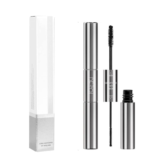 2 in 1 Mascara for Fine Short Eyelash, Big and Small Brush, Washable Voluminous Eyelash Mascara Intense Lengthening for Women and Girls, Black (1 Pcs)