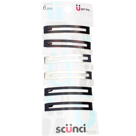 Scunci Effortless Beauty - Open Center Metal Barrettes, Assorted Colors (6 Count)
